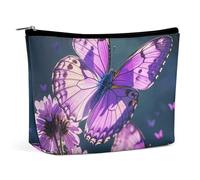 QWNMD Makeup Pouch Cosmetic Bag Lipstick Pouch Zipper Pouch Lovely Purple Butterflys Printed Organizer Portable Toiletry Bag Accessories, Lovely Purple Butterflys, 6.8 X 5.9 X 2.3 inch, Fashionable