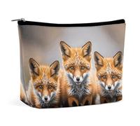 QWNMD Makeup Pouch Cosmetic Bag Lipstick Pouch Zipper Pouch Many Foxes Printed Organizer Portable Toiletry Bag Accessories, Many Foxes, 6.8 X 5.9 X 2.3 inch, Fashionable