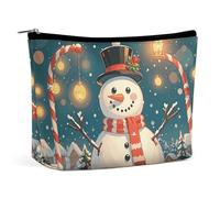 QWNMD Makeup Pouch Cosmetic Bag Lipstick Pouch Zipper Pouch Merry Christmas Lovely Snowman Printed Organizer Portable Toiletry Bag Accessories, Merry Christmas Lovely Snowman, 6.8 X 5.9 X 2.3 inch,
