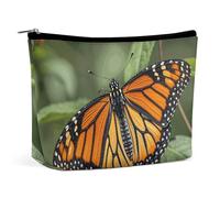 QWNMD Makeup Pouch Cosmetic Bag Lipstick Pouch Zipper Pouch Monarch Butterflly Printed Organizer Portable Toiletry Bag Accessories, Monarch Butterflly, 6.8 X 5.9 X 2.3 inch, Fashionable