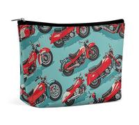 QWNMD Makeup Pouch Cosmetic Bag Lipstick Pouch Zipper Pouch Motorcycle Patchwork Pattern Printed Organizer Portable Toiletry Bag Accessories, Motorcycle Patchwork Pattern, 6.8 X 5.9 X 2.3 inch,