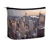 QWNMD Makeup Pouch Cosmetic Bag Lipstick Pouch Zipper Pouch New York City Printed Organizer Portable Toiletry Bag Accessories, New York City, 6.8 X 5.9 X 2.3 inch, Fashionable