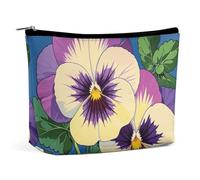 QWNMD Makeup Pouch Cosmetic Bag Lipstick Pouch Zipper Pouch Pansy Perfection Print Printed Organizer Portable Toiletry Bag Accessories, Pansy Perfection Print, 6.8 X 5.9 X 2.3 inch, Fashionable