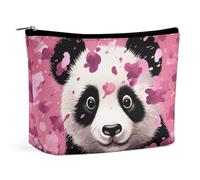 QWNMD Makeup Pouch Cosmetic Bag Lipstick Pouch Zipper Pouch Pink Panda Cotton Printed Organizer Portable Toiletry Bag Accessories, Pink Panda Cotton, 6.8 X 5.9 X 2.3 inch, Fashionable