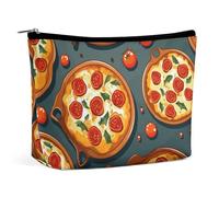QWNMD Makeup Pouch Cosmetic Bag Lipstick Pouch Zipper Pouch Pizza Food Printed Organizer Portable Toiletry Bag Accessories, Pizza Food, 6.8 X 5.9 X 2.3 inch, Fashionable