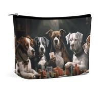 QWNMD Makeup Pouch Cosmetic Bag Lipstick Pouch Zipper Pouch Playing Poker Dogs Printed Organizer Portable Toiletry Bag Accessories, Playing Poker Dogs, 6.8 X 5.9 X 2.3 inch, Fashionable