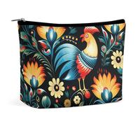 QWNMD Makeup Pouch Cosmetic Bag Lipstick Pouch Zipper Pouch Polish Folk Art Pattern Printed Organizer Portable Toiletry Bag Accessories, Polish Folk Art Pattern, 6.8 X 5.9 X 2.3 inch, Fashionable