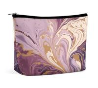 QWNMD Makeup Pouch Cosmetic Bag Lipstick Pouch Zipper Pouch Purple And Gold Marble Printed Organizer Portable Toiletry Bag Accessories, Purple And Gold Marble, 6.8 X 5.9 X 2.3 inch, Fashionable