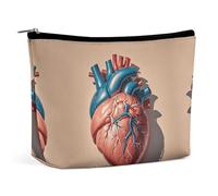 QWNMD Makeup Pouch Cosmetic Bag Lipstick Pouch Zipper Pouch Realistic Sketch of A Human Heart Printed Organizer Portable Toiletry Bag Accessories, Realistic Sketch of A Human Heart, 6.8 X 5.9 X 2.3