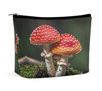 QWNMD Makeup Pouch Cosmetic Bag Lipstick Pouch Zipper Pouch Red Cap Mushrooms Printed Organizer Portable Toiletry Bag Accessories, Red Cap Mushrooms, 6.8 X 5.9 X 2.3 inch, Fashionable