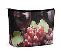 QWNMD Makeup Pouch Cosmetic Bag Lipstick Pouch Zipper Pouch Red Wine Grape Printed Organizer Portable Toiletry Bag Accessories, Red Wine Grape, 6.8 X 5.9 X 2.3 inch, Fashionable