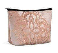 QWNMD Makeup Pouch Cosmetic Bag Lipstick Pouch Zipper Pouch Rose Gold Printed Organizer Portable Toiletry Bag Accessories, Rose Gold, 6.8 X 5.9 X 2.3 inch, Fashionable