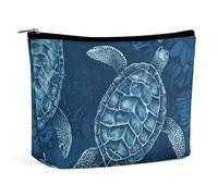 QWNMD Makeup Pouch Cosmetic Bag Lipstick Pouch Zipper Pouch Sea Turtle Blue Printed Organizer Portable Toiletry Bag Accessories, Sea Turtle Blue, 6.8 X 5.9 X 2.3 inch, Fashionable
