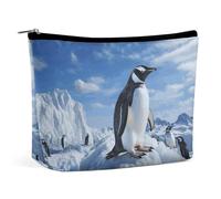 QWNMD Makeup Pouch Cosmetic Bag Lipstick Pouch Zipper Pouch Snow Mountain Penguin Printed Organizer Portable Toiletry Bag Accessories, Snow Mountain Penguin, 6.8 X 5.9 X 2.3 inch, Fashionable