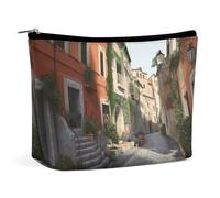 QWNMD Makeup Pouch Cosmetic Bag Lipstick Pouch Zipper Pouch Street of Italy Printed Organizer Portable Toiletry Bag Accessories, Street of Italy, 6.8 X 5.9 X 2.3 inch, Fashionable