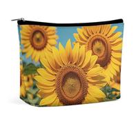 QWNMD Makeup Pouch Cosmetic Bag Lipstick Pouch Zipper Pouch Sunflowers Flowers Printed Organizer Portable Toiletry Bag Accessories, Sunflowers Flowers, 6.8 X 5.9 X 2.3 inch, Fashionable