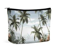 QWNMD Makeup Pouch Cosmetic Bag Lipstick Pouch Zipper Pouch Tropical Palm Trees Printed Organizer Portable Toiletry Bag Accessories, Tropical Palm Trees, 6.8 X 5.9 X 2.3 inch, Fashionable