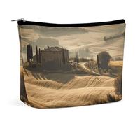 QWNMD Makeup Pouch Cosmetic Bag Lipstick Pouch Zipper Pouch View of Typical Tuscany Landscape Printed Organizer Portable Toiletry Bag Accessories, View of Typical Tuscany Landscape, 6.8 X 5.9 X 2.3