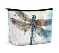 QWNMD Makeup Pouch Cosmetic Bag Lipstick Pouch Zipper Pouch Watercolour Dragonfly Printed Organizer Portable Toiletry Bag Accessories, Watercolour Dragonfly, 6.8 X 5.9 X 2.3 inch, Fashionable