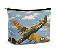QWNMD Makeup Pouch Cosmetic Bag Lipstick Pouch Zipper Pouch World War 2 Aircraft Airplane Printed Organizer Portable Toiletry Bag Accessories, World War 2 Aircraft Airplane, 6.8 X 5.9 X 2.3 inch,