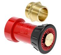 QWORK 1-1/2" NST/NH Fire Hose Nozzle & Brass Nipple Fitting 1-1/2" NPT x 1-1/2" NST (NH)