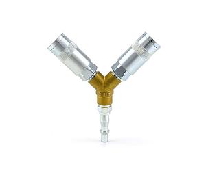 QWORK 1/4" BSP Airline Hose Connector Y Splitter Male/Female Thread Quick Release Coupler for Air Lines & Tools