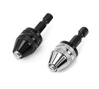 QWORK® 1/4" Hex Shank Keyless Chuck, 0.3-6.5mm Chuck for Screwdriver, 2Pcs