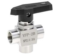 QWORK 1/4" NPT 3 Way Ball Valve, 304 Stainless Steel Fitting Panel Mount, L Port, 1000 PSI, Panel Mount, Reduce Port (Confirm 3mm or 5mm)