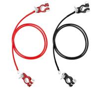 QWORK® 1 Pair 10AWG Battery Connector Wires 40 Inch/100cm Red & Black with Aluminum Alloy Terminals for Automotive, Marine, & Solar Applications