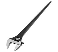 QWORK 10 Inch Adjustable Construction Spud Wrench, 1-1/8" Jaw Capacity, SAE and Metric Scale Marked, Heavy Duty Alloy Steel with Expandable Design