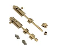 QWORK 10 Inch Solid Bronze Heavy Duty Cane Bolt Extra Wide Antique Style Sliding Bolt Latch for Double Doors, Sheds, Garages, and More Oil Rubbed Bronze Finish 2 Pcs