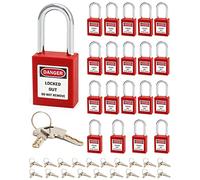 QWORK 10 Keyed Different Lockout Tagout Locks, Red Safety Padlocks for Enhanced Electrical Lockout Tag Out Measures, 20 Pack (WD10222)