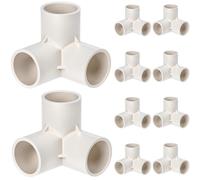 QWORK® 10 Pack 3-Way Pipe Fittings, 25 mm Inner Diameter, PVC Plastic Pipe Corner Connectors, for Greenhouse Frames,White