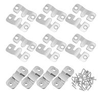 QWORK® 10 Pairs Flush Mount Bracket - Stainless Steel - Interlocking Picture Hangers Hooks for Hanging Photo Frames Mirrors and More - 44 x 19 mm