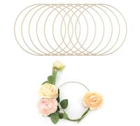 QWORK® 10 Pcs 6 Inch Gold Metal Craft Hoops - Macrame Dream Catcher Rings for DIY Projects