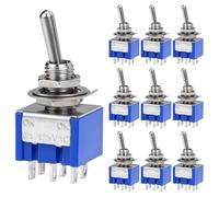 QWORK® 10 Pieces MTS-202 Toggle Switch DPDT 2 Position ON-ON, 6 Pin,AC 125 V 6 A