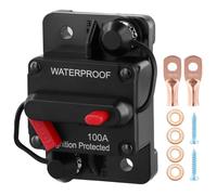 QWORK® 100A Car Circuit Breaker, Auto Audio Inline Fuse Holder 12V-48V DC, Manual Reset Button, for Car Marine Boat Solar Inverter System Protection