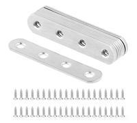 QWORK® 10PCS 77x16x2mm Stainless Steel Flat Braces Straight Corner Brackets with 40 PCS Fixing Screws