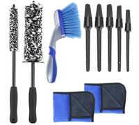 QWORK® 10PCS Car Wheel Cleaning & Car Detailing Set with Microfibre Cloths for Rims & Tyres & Car Care