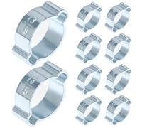 QWORK® 10Pcs Double-Ear Hose Clips, Zinc-Coated Iron Adjustable Hose Clamps for Petrol/Fuel Pipe (13-15MM)
