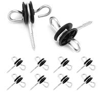 QWORK® 10Pcs Electric Fencing Ring Insulators, Wire Mesh Double Hook Ring Insulator, Wooden Post Insulator Screw-in, for Ropes, Wires and Strands.