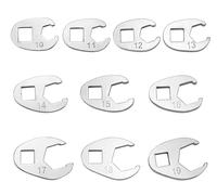 QWORK® 10Pcs Open End Spanner Set, 3/8" Crows Foot Spanner Set, 10-19MM Spanners