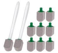 QWORK® 10Pcs Pumice Stone Toilet Cleaner with 2 Handles, Replaceable Toilet Pumice for Bathroom, Pool & Limescale Removal