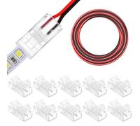 QWORK® 10PCS RGB LED Light Connector 2 Pin 8mm with 5m 22 AWG Extension Cable, Gapless Connectors Kit for Quick 8mm LED Strip to Wire Connections