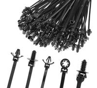 QWORK® 110Pcs Car Mount Cable Ties Set, Self-Locking Zip Ties, for Automotive, Indoor Wire Bundling