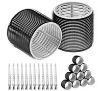 QWORK® 12 Hair Rollers 64mm & 12 Metal Clips - Maximum Volume & Bounce for Long Medium Hair - Professional DIY Hair Styling Salon Tools