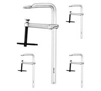QWORK® 12-Inch Heavy Duty F Clamp, 4 Pack Drop-Forged Bar Clamp, 12-Inch x 4-3/4-Inch Throat, Professional Forging Jaws, Rail, Spindle and Handle