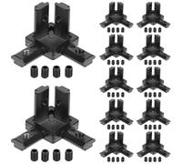 QWORK 12 Pcs 6mm T-Groove Aluminum Profile Corner Connector 3 Way with Screws for 2020 Series Aluminum Profile - Black