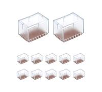 QWORK® 12 Pcs Rectangle Silicone Chair Leg Caps Floor Protectors for Chair Foot Square Width 24-28mm x Length 39-47mm
