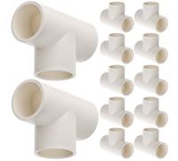 QWORK® 12 Pieces 3-Way T-Piece Pipe Fittings, 20 mm Inner Diameter (White), PVC Plastic Pipe Corner Connectors, for Greenhouse Frames,Water Pipe,Garden